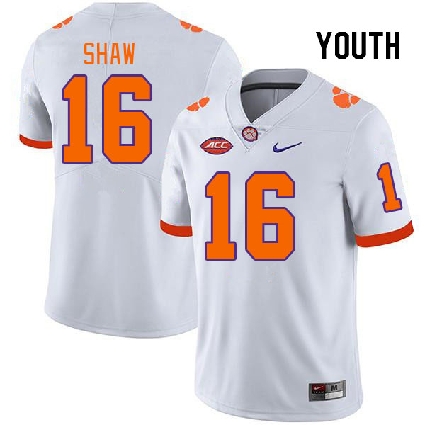 Youth #16 Colby Shaw Clemson Tigers College Football Jerseys Stitched Sale-White